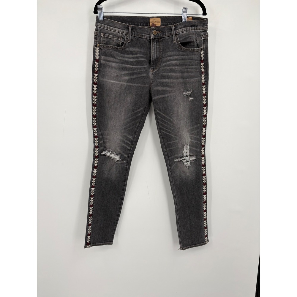 Driftwood Marilyn Jeans Womens 30 Dark Wash Embroidered Distressed Skinny